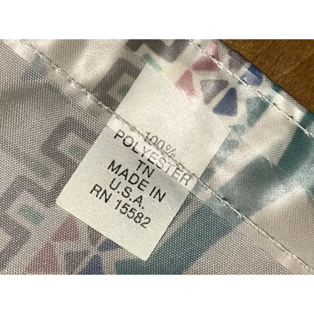 Vintage Sears Fabric Shower Curtain 80s Southwest Ikat Floral Pastel USA
